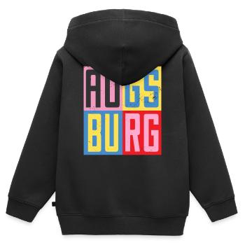 Augsburg Design - Kinder Premium Organic Zip Hoodie - Schwarz - Hinten - AI Model Kid Male (0cm)