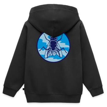 Circle housefly small house fly - Kids Premium Organic Zip-up Hoodie - black - Back - AI Model Kid Male (0cm)