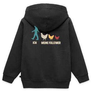 Ich Und Meine Follower Hühner Landwirt Huhn - Kinder Premium Organic Zip Hoodie - Schwarz - Hinten - AI Model Kid Male (0cm)