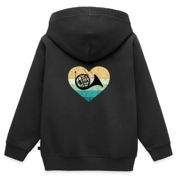 Hornist liebt Horn Waldhorn spielen im Orchester - Kinder Premium Organic Zip Hoodie - Schwarz - Hinten - AI Model Kid Male (0cm)