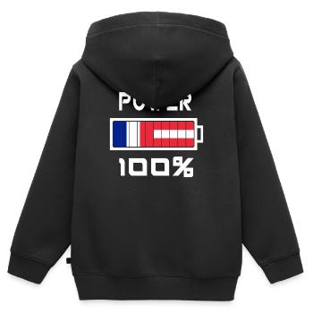 Leistung von Nigeria und Frankreich 100% - Kinder Premium Organic Zip Hoodie - Schwarz - Hinten - AI Model Kid Male (0cm)