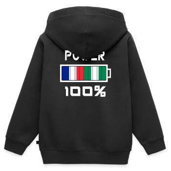 Leistung von Nigeria und Frankreich 100% - Kinder Premium Organic Zip Hoodie - Schwarz - Hinten - AI Model Kid Male (0cm)