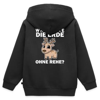 Tierschutz Tierschützer Umweltschutz Reh - Kinder Premium Organic Zip Hoodie - Schwarz - Hinten - AI Model Kid Male (0cm)