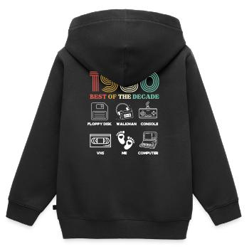 Das Beste des Jahrzehnts 1980 - Geburtstagshumor - Kinder Premium Organic Zip Hoodie - Schwarz - Hinten - AI Model Kid Male (0cm)