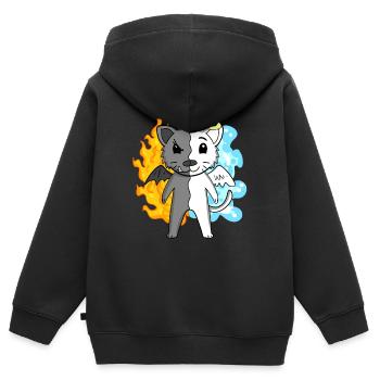 Cat Cat Breed Bombay - Ange et Diable - Sweat Premium à capuche zippé enfant bio - noir - Dos - AI Model Kid Male (0cm)