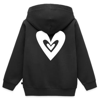 Herz Herze - Kinder Premium Organic Zip Hoodie - Schwarz - Hinten - AI Model Kid Male (0cm)