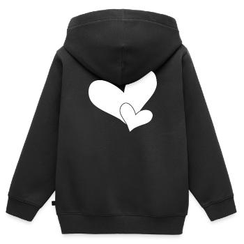 Herz Herze - Kinder Premium Organic Zip Hoodie - Schwarz - Hinten - AI Model Kid Male (0cm)