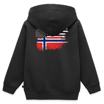 Grunge USA Norwegen Flagge Mash - Kinder Premium Organic Zip Hoodie - Schwarz - Hinten - AI Model Kid Male (0cm)