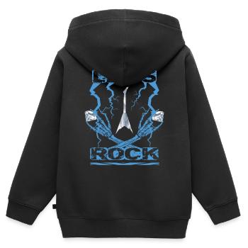 Rock Musiker - Kinder Premium Organic Zip Hoodie - Schwarz - Hinten - AI Model Kid Male (0cm)