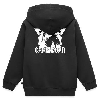 Steinbock Aberglaube Horoskop Sternzeichen Galaxie - Kinder Premium Organic Zip Hoodie - Schwarz - Hinten - AI Model Kid Male (0cm)