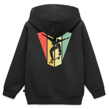 skate skateboarding symbol retro vintage Olli icon - Kinder Premium Organic Zip Hoodie - Schwarz - Hinten - AI Model Kid Male (0cm)