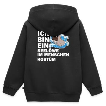 Walross - Kinder Premium Organic Zip Hoodie - Schwarz - Hinten - AI Model Kid Male (0cm)