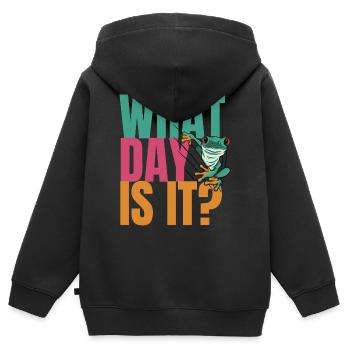 Mercredi mon mème de grenouille Dudes Day - Sweat Premium à capuche zippé enfant bio - noir - Dos - AI Model Kid Male (0cm)