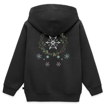 Flocons de neige - Sweat Premium à capuche zippé enfant bio - noir - Dos - AI Model Kid Male (0cm)