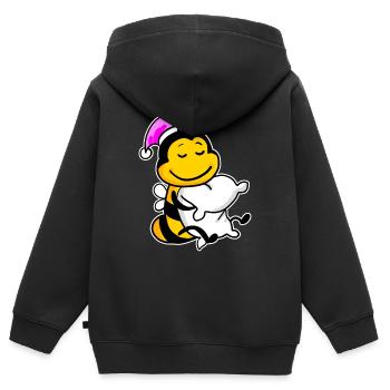 Abeille avec oreiller et bonnet de couchage - Sweat Premium à capuche zippé enfant bio - noir - Dos - AI Model Kid Male (0cm)