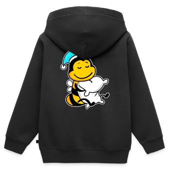 Biene mit Kissen und Schlafmütze - Kinder Premium Organic Zip Hoodie - Schwarz - Hinten - AI Model Kid Male (0cm)