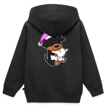 Hund Hunderasse Rottweiler - Kinder Premium Organic Zip Hoodie - Schwarz - Hinten - AI Model Kid Male (0cm)