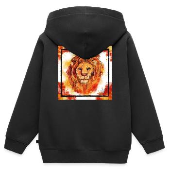 Der Rote Löwe - Kinder Premium Organic Zip Hoodie - Schwarz - Hinten - AI Model Kid Male (0cm)