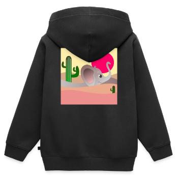 ELEFANTEN WÜSTENLANDSCHAFT - KAKTEEN - Kinder Premium Organic Zip Hoodie - Schwarz - Hinten - AI Model Kid Male (0cm)