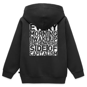 Die falsche Seite (dunkel) - Kinder Premium Organic Zip Hoodie - Schwarz - Hinten - AI Model Kid Male (0cm)