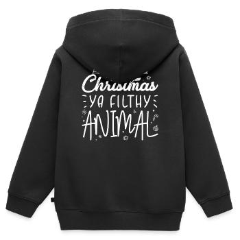 Cheeky Christmas Phrase Print - Kids Premium Organic Zip-up Hoodie - black - Back - AI Model Kid Male (0cm)