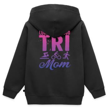Triathlète Tri Mom bruyante et fière - Sweat Premium à capuche zippé enfant bio - noir - Dos - AI Model Kid Male (0cm)