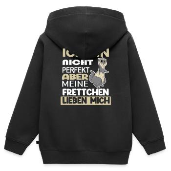 Frettchen - Kinder Premium Organic Zip Hoodie - Schwarz - Hinten - AI Model Kid Male (0cm)