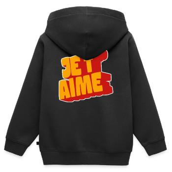 Je t’aime - Sweat Premium à capuche zippé enfant bio - noir - Dos - AI Model Kid Male (0cm)