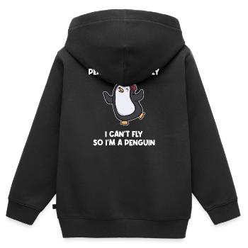 Penguin Animal Zoo Déclaration humoristique Oiseau Pôle Sud - Sweat Premium à capuche zippé enfant bio - noir - Dos - AI Model Kid Male (0cm)