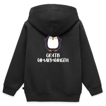 Süß Pinguin Statement Herz Tier Vogel Arktis - Kinder Premium Organic Zip Hoodie - Schwarz - Hinten - AI Model Kid Male (0cm)