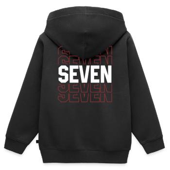 Sieben wiederholte Gitterembleme - Kinder Premium Organic Zip Hoodie - Schwarz - Hinten - AI Model Kid Male (0cm)