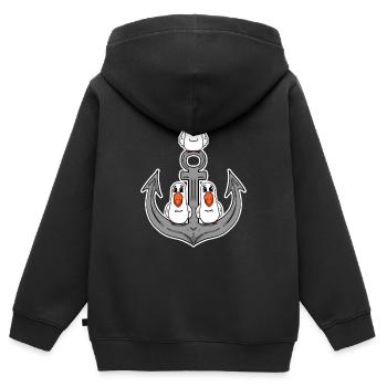 Mouettes Ancre de mouette - Sweat Premium à capuche zippé enfant bio - noir - Dos - AI Model Kid Male (0cm)