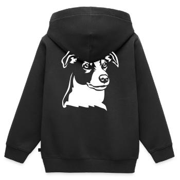 Jack Russell Terrier Head « Black Edition » - Sweat Premium à capuche zippé enfant bio - noir - Dos - AI Model Kid Male (0cm)