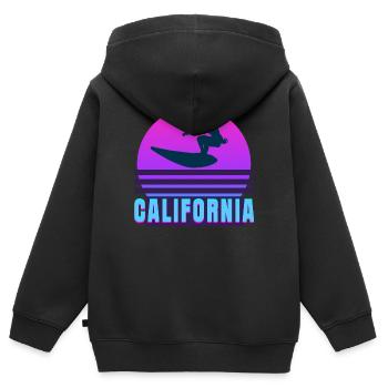 Kalifornien, Kalifornien, Surfen - Kinder Premium Organic Zip Hoodie - Schwarz - Hinten - AI Model Kid Male (0cm)