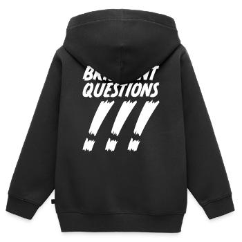 Questions brillantes - Sweat Premium à capuche zippé enfant bio - noir - Dos - AI Model Kid Male (0cm)