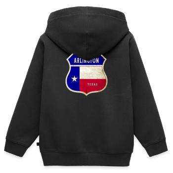 Arlington Texas Wappen Flaggen Design - Kinder Premium Organic Zip Hoodie - Schwarz - Hinten - AI Model Kid Male (0cm)