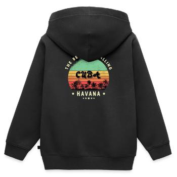 Havanna Kuba Strand Design - Kinder Premium Organic Zip Hoodie - Schwarz - Hinten - AI Model Kid Male (0cm)