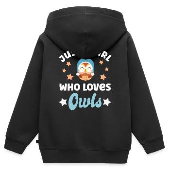 Eule Eulen - Kinder Premium Organic Zip Hoodie - Schwarz - Hinten - AI Model Kid Male (0cm)