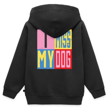 Ich vermisse mein Hund - Kinder Premium Organic Zip Hoodie - Schwarz - Hinten - AI Model Kid Male (0cm)