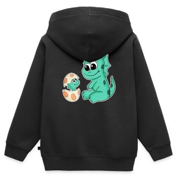 Dinosaurs with Baby Dinosaurs - Kids Premium Organic Zip-up Hoodie - black - Back - AI Model Kid Male (0cm)