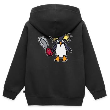 Vogel Pinguin Tier Zoo Seevogel Arktis - Kinder Premium Organic Zip Hoodie - Schwarz - Hinten - AI Model Kid Male (0cm)