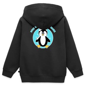 Pinguin Eis Kälte Seevogel Schnee Tier Südpol - Kinder Premium Organic Zip Hoodie - Schwarz - Hinten - AI Model Kid Male (0cm)