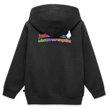 Bird Animal Penguin Zoo Pôle Sud Déclaration Oiseau de mer - Sweat Premium à capuche zippé enfant bio - noir - Dos - AI Model Kid Male (0cm)