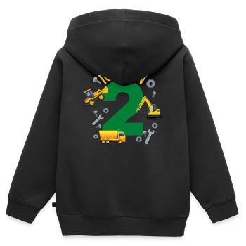 Ich bin 2 Jahre Geburtstag Mädchen Junge Baustelle - Kinder Premium Organic Zip Hoodie - Schwarz - Hinten - AI Model Kid Male (0cm)