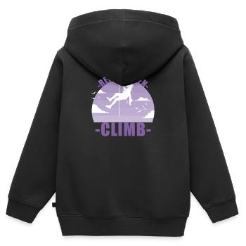 Klettern Bergsteigen Berge Mädchen Geschenk - Kinder Premium Organic Zip Hoodie - Schwarz - Hinten - AI Model Kid Male (0cm)