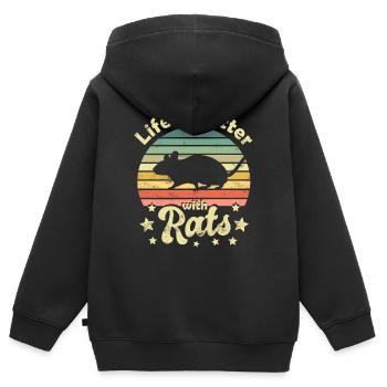 Ratte Ratten - Kinder Premium Organic Zip Hoodie - Schwarz - Hinten - AI Model Kid Male (0cm)