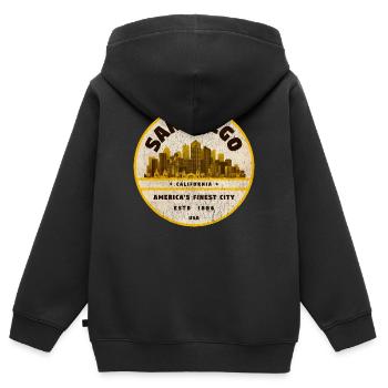 San Diego - Sweat Premium à capuche zippé enfant bio - noir - Dos - AI Model Kid Male (0cm)