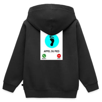 Appel du pied - Sweat Premium à capuche zippé enfant bio - noir - Dos - AI Model Kid Male (0cm)