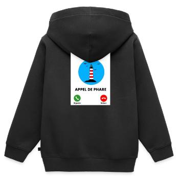 Appel de phare - Sweat Premium à capuche zippé enfant bio - noir - Dos - AI Model Kid Male (0cm)