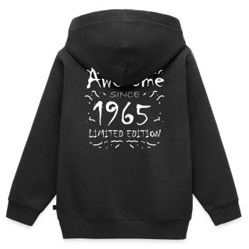 1965 - Né en 1965 - Fantastique depuis 1965 - Sweat Premium à capuche zippé enfant bio - noir - Dos - AI Model Kid Male (0cm)